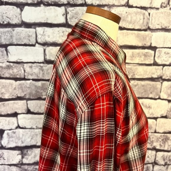 Ralph Lauren Red, White & Black Plaid Long Sleeve Blouse Size 2X - Picture 9 of 10
